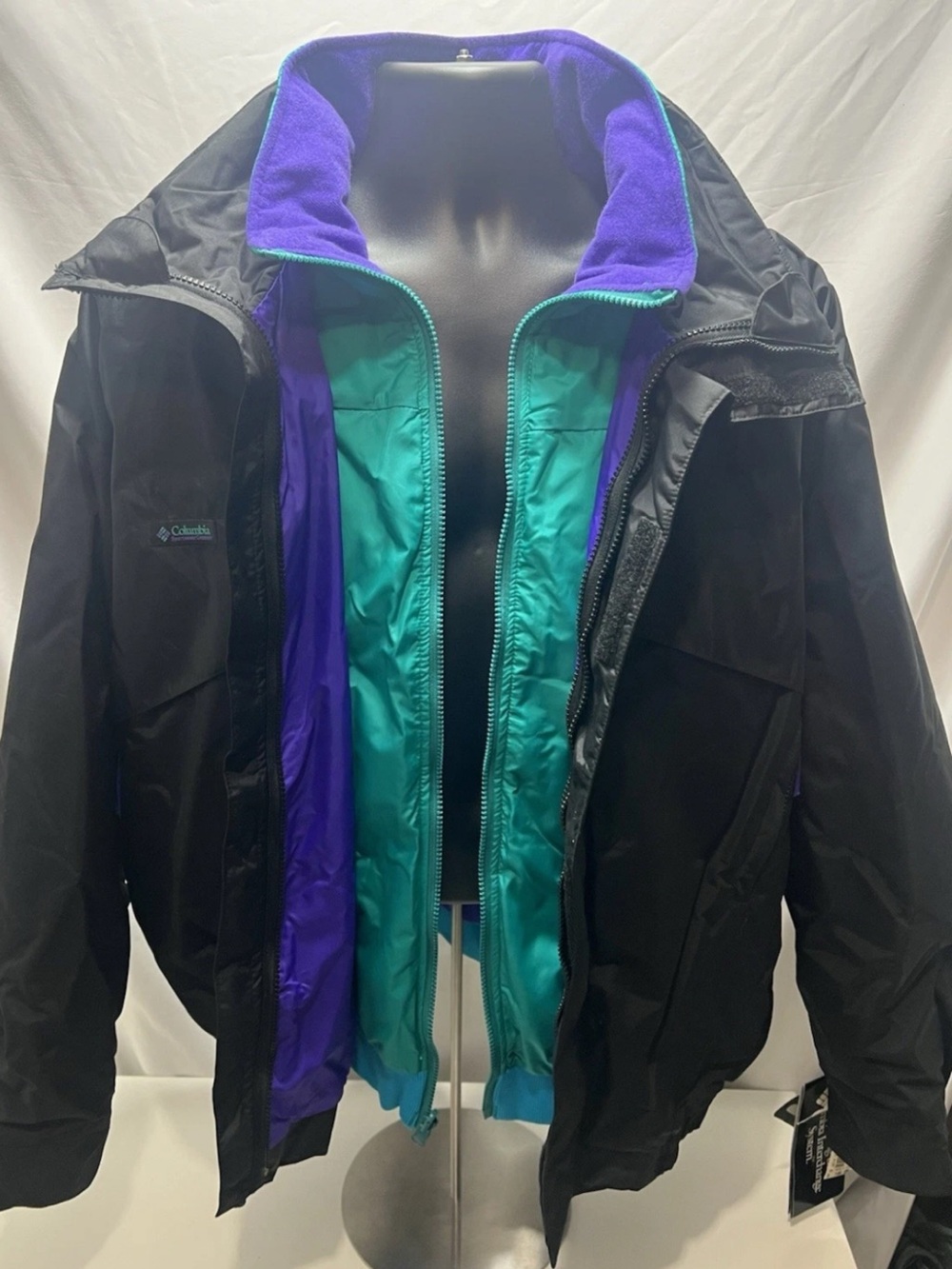 Vintage 90s Columbia Whirlibird 3-in-1 Ski Jacket Mens 2XL Black Teal Purple new